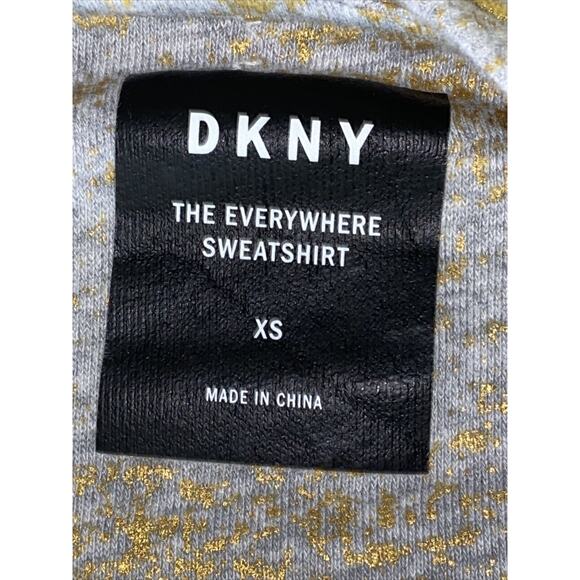 DKNY Women’s Long Sleeve Gray Gold Sweater Everywhere Sweatshirt XS Extra Small - Picture 4 of 10